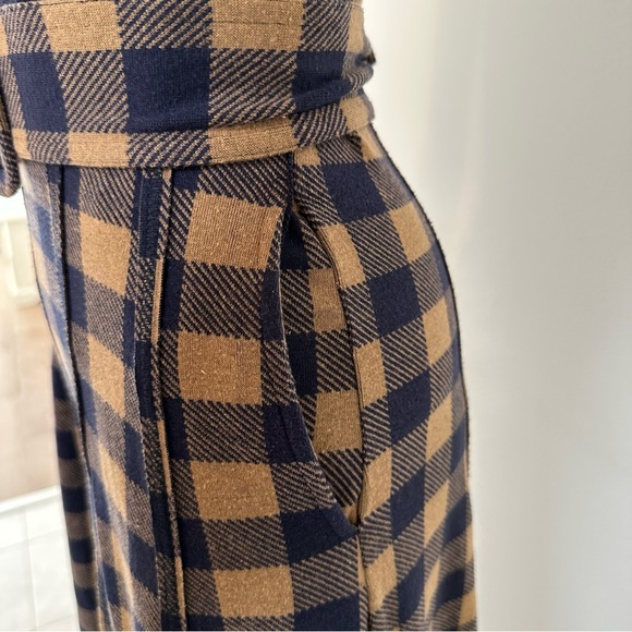 Free People Hold Me Tight Jumpsuit Indigo Combo Gingham Belted Wide Leg Size XS - Picture 3 of 10